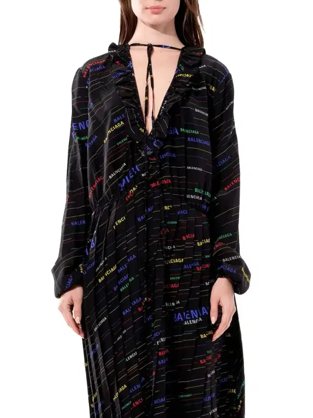 Balenciaga Ruffle Dress in Multicolor