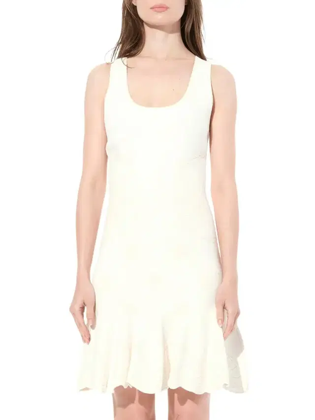 Alexander McQueen Sleeveless Mini Dress in Ivory White