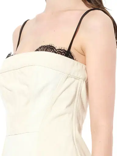 Alexander McQueen Denim Bust Midi Dress in Ecru White | Thumbnail 3