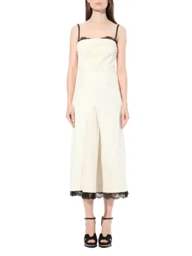 Alexander McQueen Denim Bust Midi Dress in Ecru White | Thumbnail 4