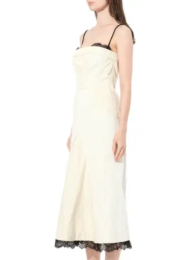 Alexander McQueen Denim Bust Midi Dress in Ecru White | Thumbnail 5