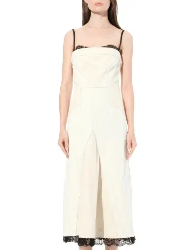 Alexander McQueen Denim Bust Midi Dress in Ecru White | Thumbnail 1