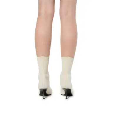 Alexander McQueen Fabric Leather Boots in Ivory White | Thumbnail 2