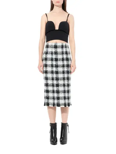Alexander McQueen Check Tweed Skirt | Thumbnail 4 Alexander McQueen Check Tweed Skirt | Thumbnail 4