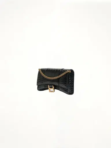 Balenciaga Hourglass Embossed Croco Wallet On Chain | Thumbnail 2