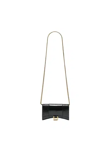 Balenciaga Hourglass Embossed Croco Wallet On Chain | Thumbnail 1