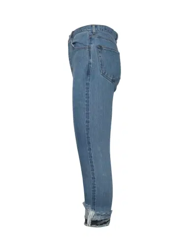 FACETASM Cropped Print Denim Pants in Indigo Blue | Thumbnail 2