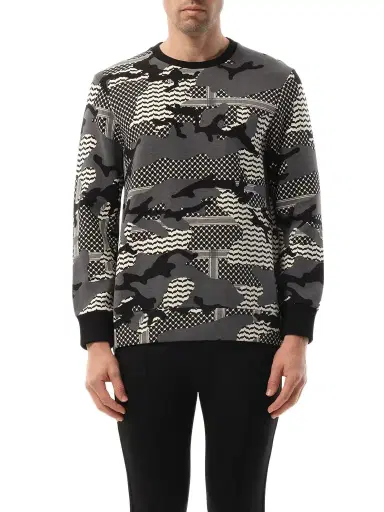 NEIL BARRETT Sweatshirt in Multicolour Grey | Thumbnail 1 NEIL BARRETT Sweatshirt in Multicolour Grey | Thumbnail 1