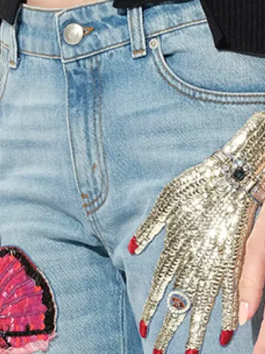 Alexander McQueen Denim Pants With Print Blue | Thumbnail 2 Alexander McQueen Denim Pants With Print Blue | Thumbnail 2