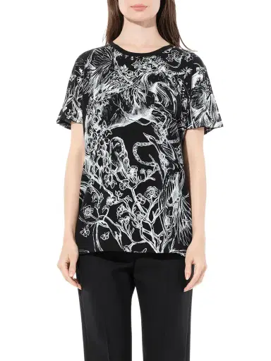 Alexander McQueen Unicorn Dreams T-shirt in Black/white Black | Thumbnail 1 Alexander McQueen Unicorn Dreams T-shirt in Black/white Black | Thumbnail 1