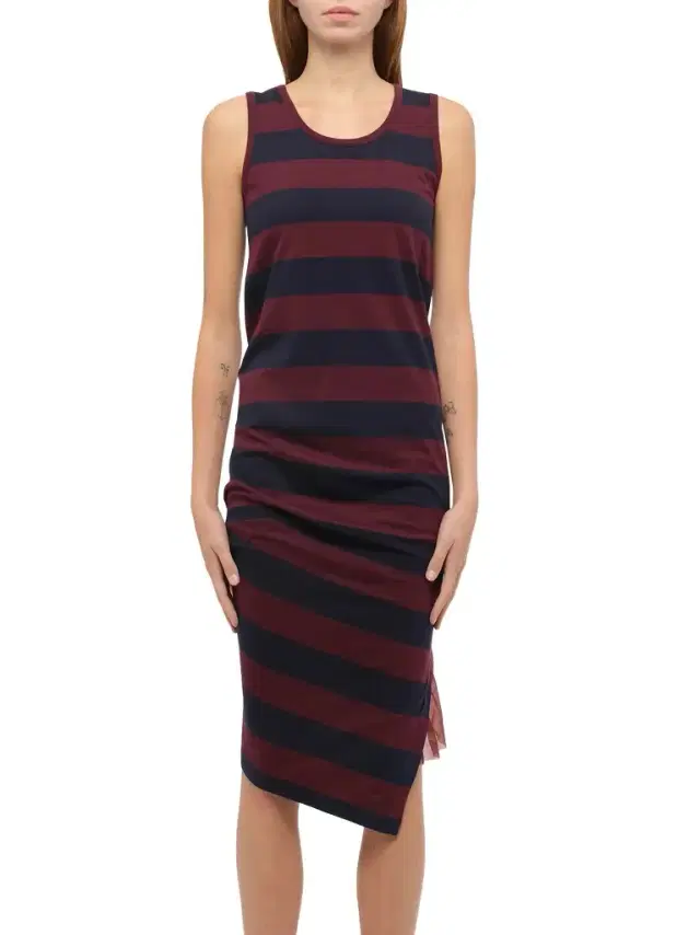 Loewe Stripe Jersey Dress in Navy/red