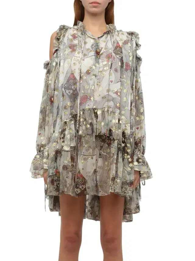 Alexander McQueen Jacquard Mini Dress in Ivory White