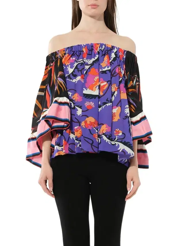 PUCCI Print Top in Purple/black/pink Multicolor