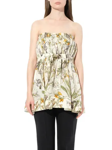 Alexander McQueen Iris Print Dress in Ivory White | Thumbnail 1 Alexander McQueen Iris Print Dress in Ivory White | Thumbnail 1
