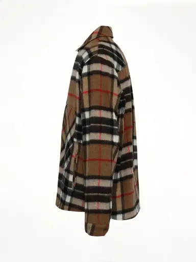 We11Done Check Anorak Wool Shirt in Camel Brown | Thumbnail 2