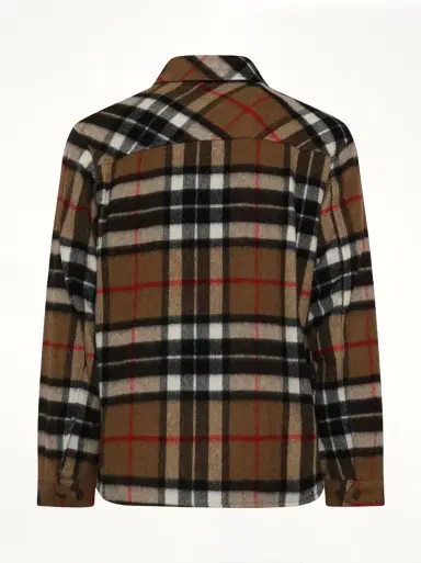 We11Done Check Anorak Wool Shirt in Camel Brown | Thumbnail 4