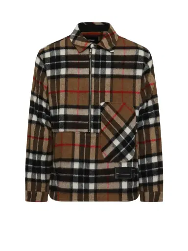 We11Done Check Anorak Wool Shirt in Camel Brown | Thumbnail 1