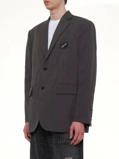 We11Done Oversized Suit Logo Blazer in Charcoal Grey | Thumbnail 2 We11Done Oversized Suit Logo Blazer in Charcoal Grey | Thumbnail 2