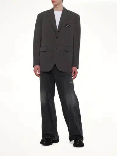 We11Done Oversized Suit Logo Blazer in Charcoal Grey | Thumbnail 4 We11Done Oversized Suit Logo Blazer in Charcoal Grey | Thumbnail 4