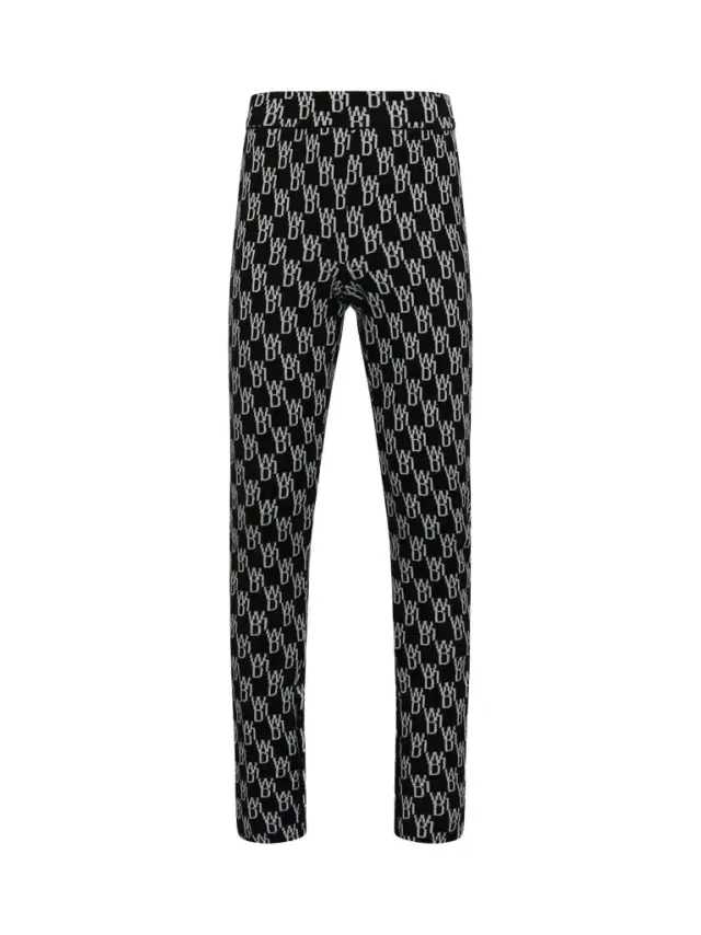 We11Done Fitted Knit Side Open Jacquard Trouser