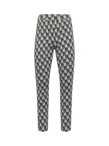 We11Done Fitted Knit Side Open Jacquard Trouser in Ivory White | Thumbnail 1 We11Done Fitted Knit Side Open Jacquard Trouser in Ivory White | Thumbnail 1