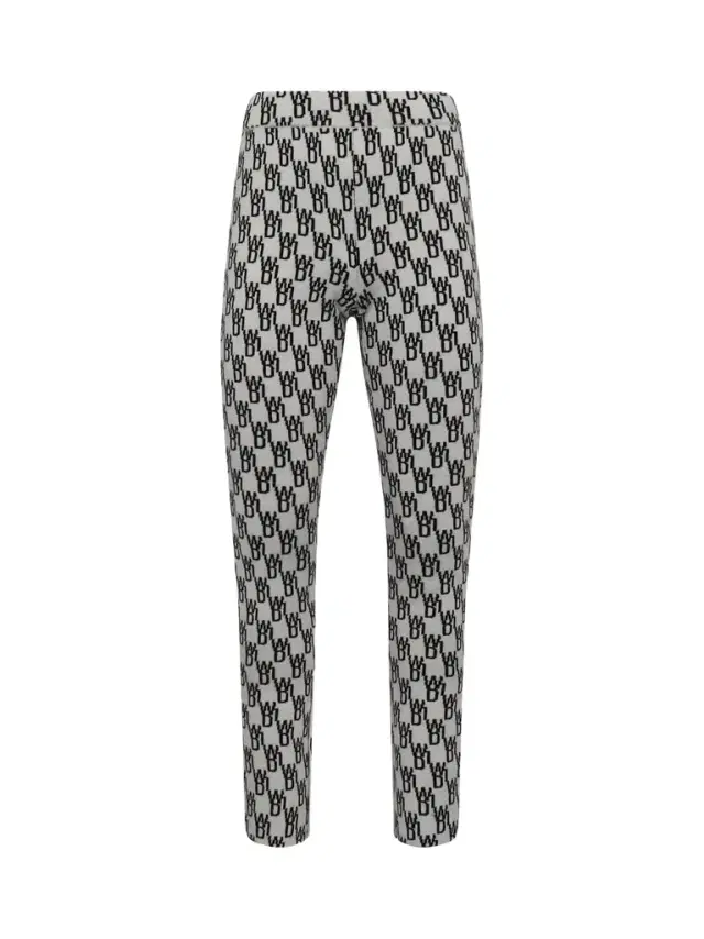 We11Done Fitted Knit Side Open Jacquard Trouser in Ivory White
