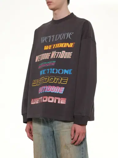 We11Done Front Logo Sweatshirt in Charcoal Grey | Thumbnail 2