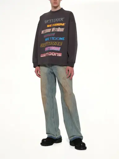 We11Done Front Logo Sweatshirt in Charcoal Grey | Thumbnail 4