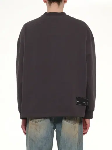 We11Done Front Logo Sweatshirt in Charcoal Grey | Thumbnail 5
