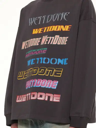 We11Done Front Logo Sweatshirt in Charcoal Grey | Thumbnail 6