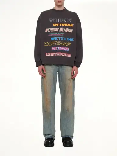 We11Done Front Logo Sweatshirt in Charcoal Grey | Thumbnail 7
