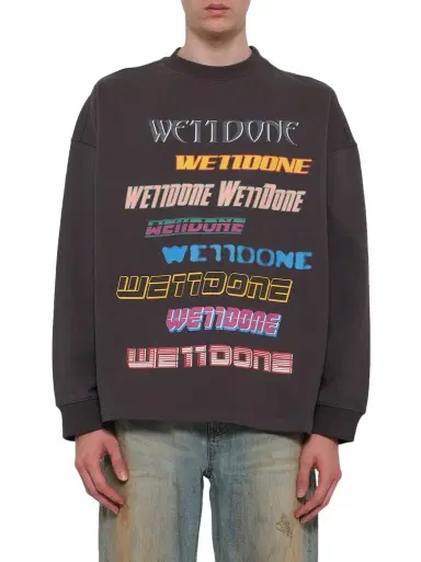 We11Done Front Logo Sweatshirt in Charcoal Grey | Thumbnail 1