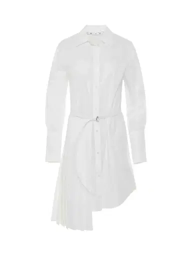Off-White Corporate Plisse Shirt Dress in White/black White | Thumbnail 1