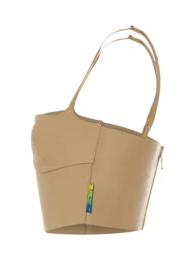 Off-White Leather Bustier in Camel Brown | Thumbnail 2