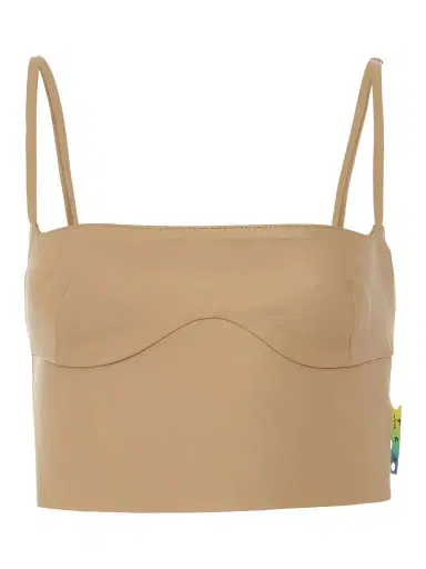Off-White Leather Bustier in Camel Brown | Thumbnail 1