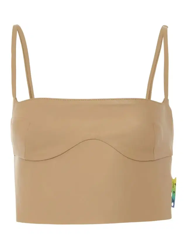 Off-White Leather Bustier in Camel Brown