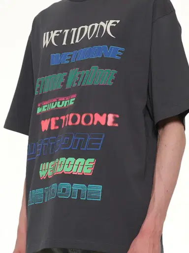 We11Done Multi Logo T-shirt in Charcoal Grey | Thumbnail 6 We11Done Multi Logo T-shirt in Charcoal Grey | Thumbnail 6