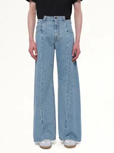 Maison Margiela Cut Out Waistband Relaxed Fit Denim Jeans Blue | Thumbnail 8