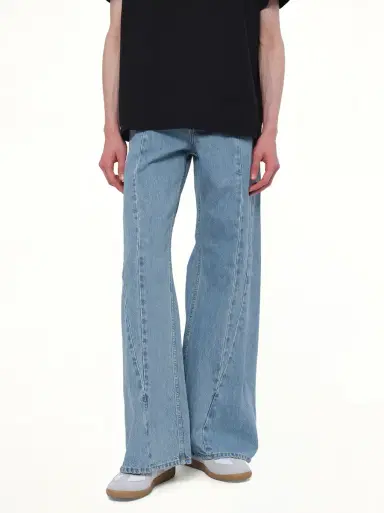 Maison Margiela Cut Out Waistband Relaxed Fit Denim Jeans Blue | Thumbnail 9