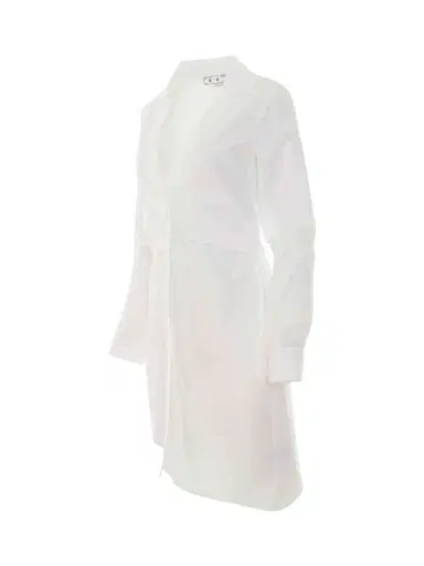Off-White Popeline Draped Shirt Dress | Thumbnail 3 Off-White Popeline Draped Shirt Dress | Thumbnail 3