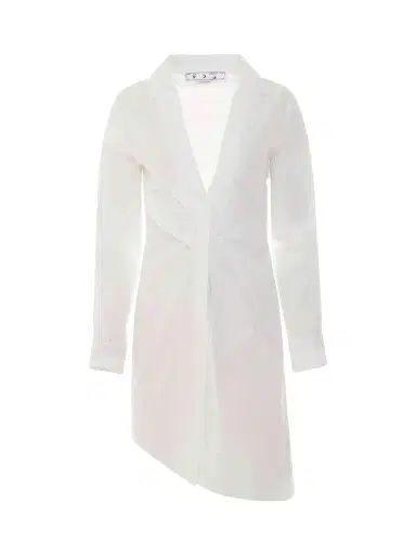 Off-White Popeline Draped Shirt Dress | Thumbnail 1 Off-White Popeline Draped Shirt Dress | Thumbnail 1