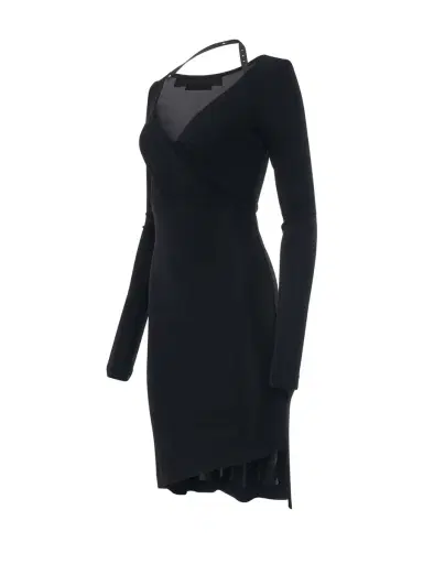 Off-White Fluid Jersey Twisted Long Sleeve Dress | Thumbnail 3