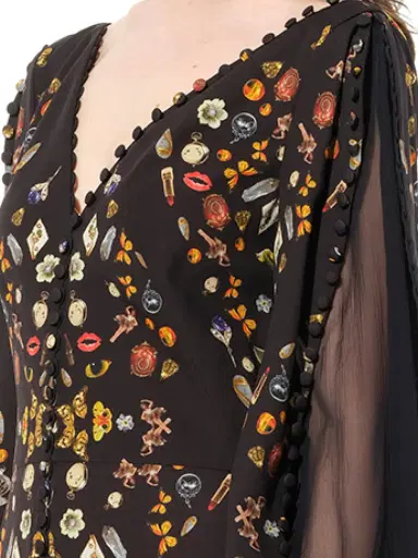 Alexander McQueen IV Long Sleeve Silk Dress | Thumbnail 2 Alexander McQueen IV Long Sleeve Silk Dress | Thumbnail 2