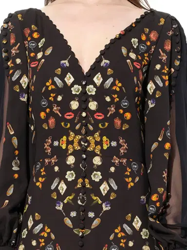 Alexander McQueen IV Long Sleeve Silk Dress | Thumbnail 3 Alexander McQueen IV Long Sleeve Silk Dress | Thumbnail 3