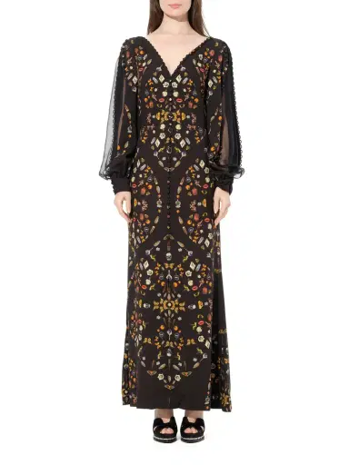 Alexander McQueen IV Long Sleeve Silk Dress | Thumbnail 4 Alexander McQueen IV Long Sleeve Silk Dress | Thumbnail 4