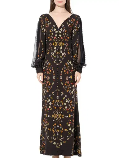 Alexander McQueen IV Long Sleeve Silk Dress | Thumbnail 1 Alexander McQueen IV Long Sleeve Silk Dress | Thumbnail 1