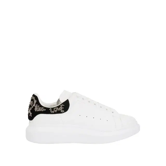 Alexander McQueen Larry Oversized Sneakers With Embroidery in White/black White/black/silver