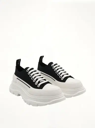 Alexander McQueen Tread Slick Canvas Lace-up Shoes in Black/white | Thumbnail 3 Alexander McQueen Tread Slick Canvas Lace-up Shoes in Black/white | Thumbnail 3