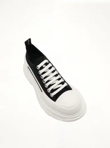 Alexander McQueen Tread Slick Canvas Lace-up Shoes in Black/white | Thumbnail 4 Alexander McQueen Tread Slick Canvas Lace-up Shoes in Black/white | Thumbnail 4