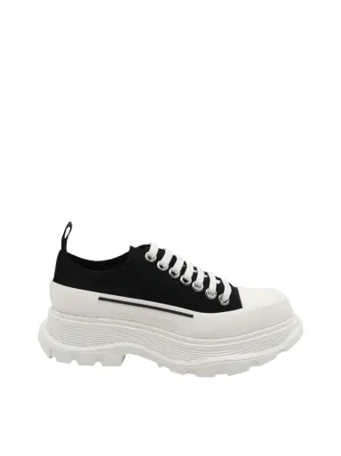 Alexander McQueen Tread Slick Canvas Lace-up Shoes in Black/white | Thumbnail 1 Alexander McQueen Tread Slick Canvas Lace-up Shoes in Black/white | Thumbnail 1